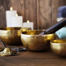 singing bowls and candles 